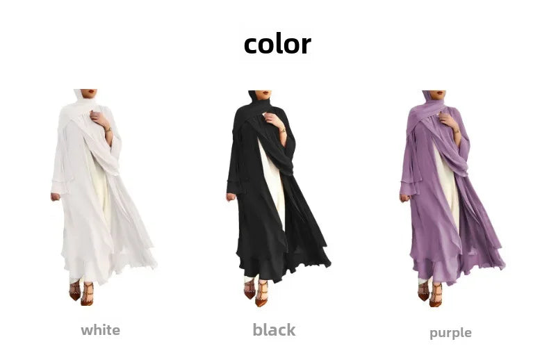 Ivory New Arrival Cross-border Best Seller Chiffon Cardigan Elegant Long Dress Solid Color Dress 21419