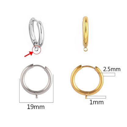 10pcs/Lot 316L Stainless Steel Hoop Earrings Findings Round Earrings Base For DIY Earrings Jewelry Making Supplies Accessories