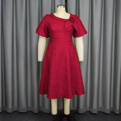 Spring Summer plus Size Jacquard Dress A-Line Fashion Party Banquet Temperament 2025 New Arrivals